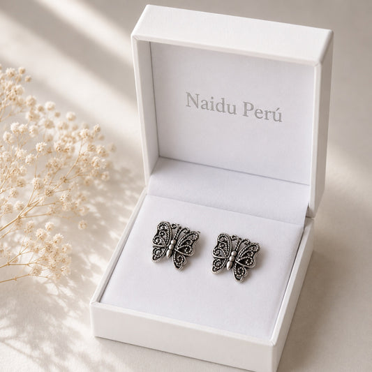 Aretes mariposa tejida